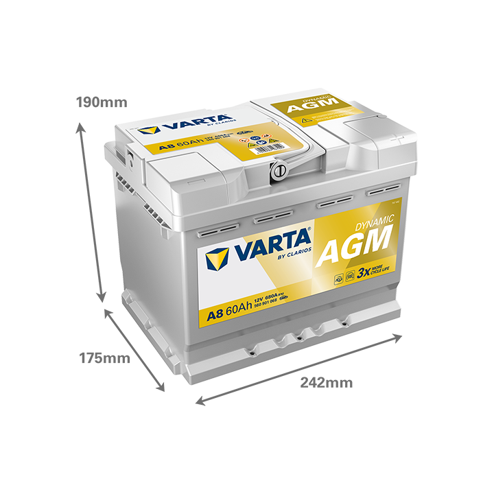 Batterie voiture Varta A8 12V 60Ah 680A · Málaga