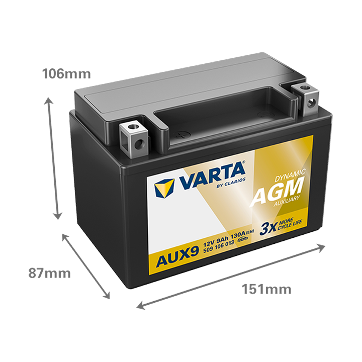 Batería de coche Varta AUX9 12V 9Ah 130A — 2