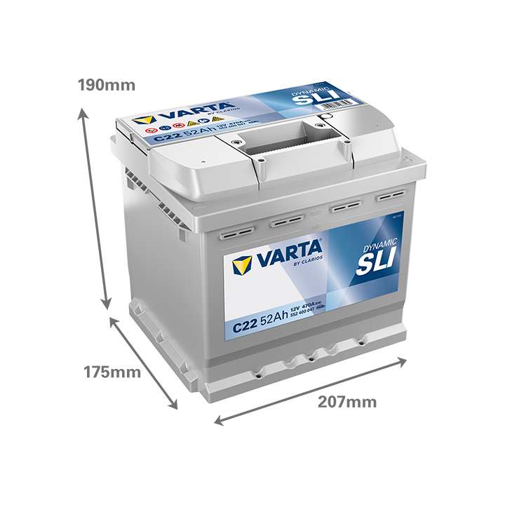 Batteria auto Varta C22 12V 52Ah 470A · Málaga
