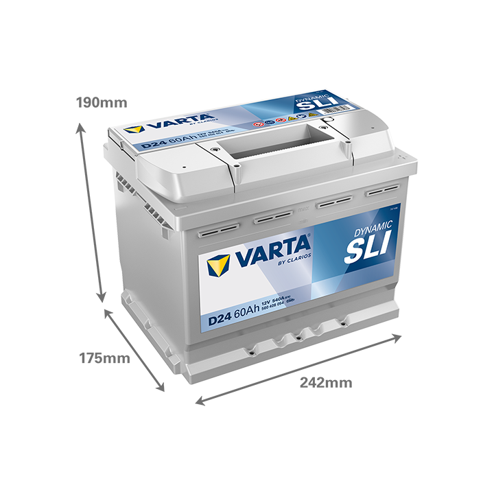 Car battery Varta D24 12V 60Ah 540A · Málaga