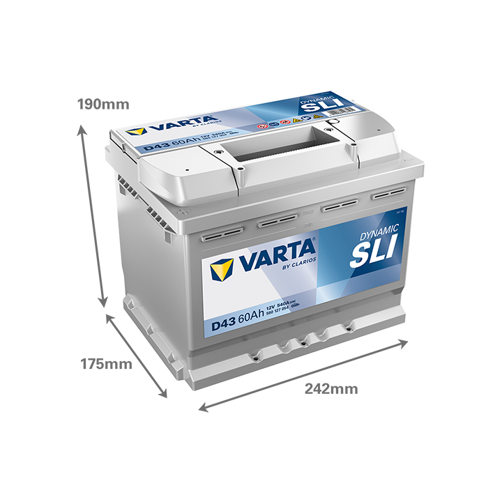 Batteria auto Varta D43 12V 60Ah 540A · Málaga