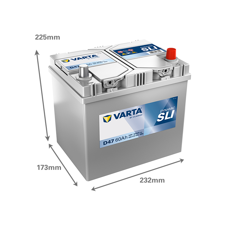 Car battery Varta D47 12V 60Ah 540A · Málaga