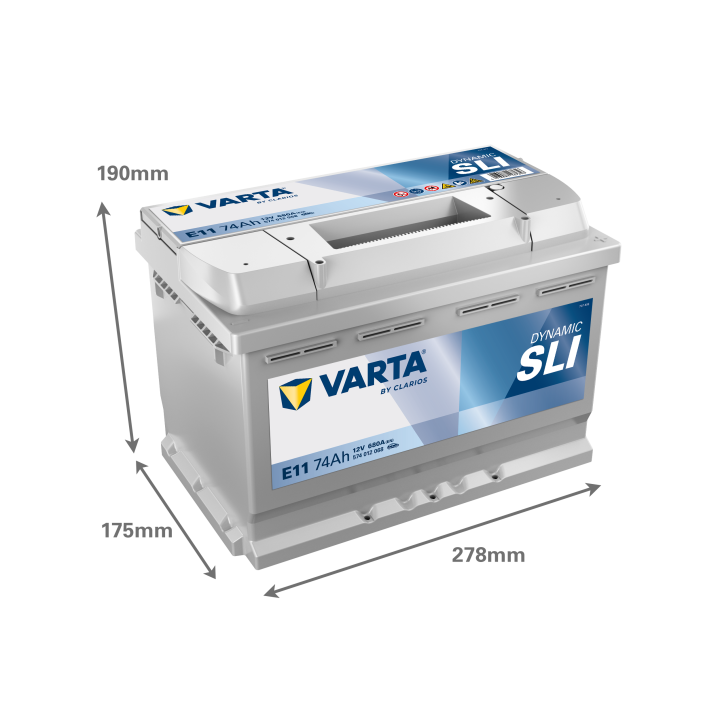 Car battery Varta E11 12V 74Ah 680A · Málaga