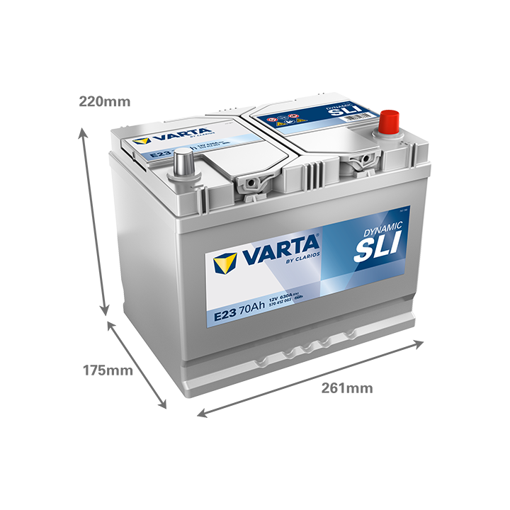Car battery Varta E23 12V 70Ah 630A · Málaga