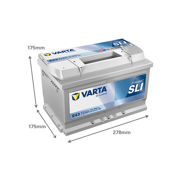 Car battery Varta E43 12V 72Ah 680A · Málaga