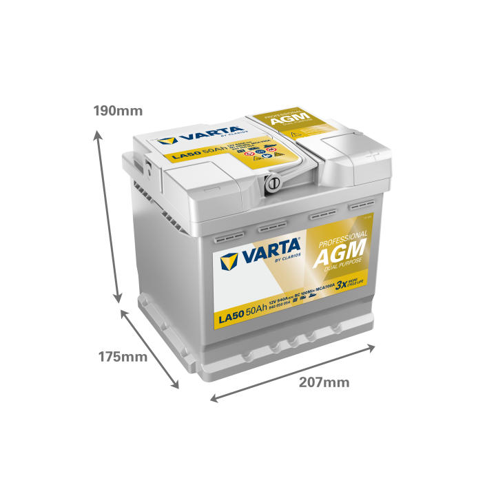 Batería náutica Varta LA50 12V 50Ah 540A · Málaga
