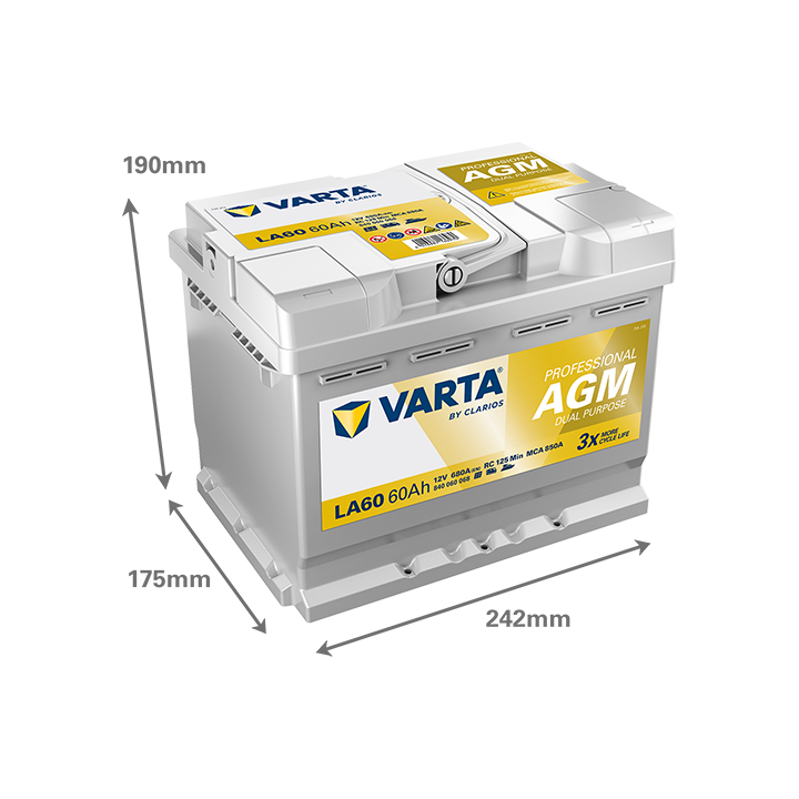 Batería náutica Varta LA60 12V 60Ah 680A · Málaga