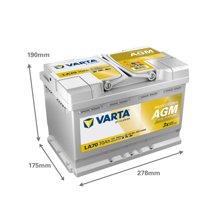 Bateria náutica Varta LA70 12V 70Ah 760A · Málaga