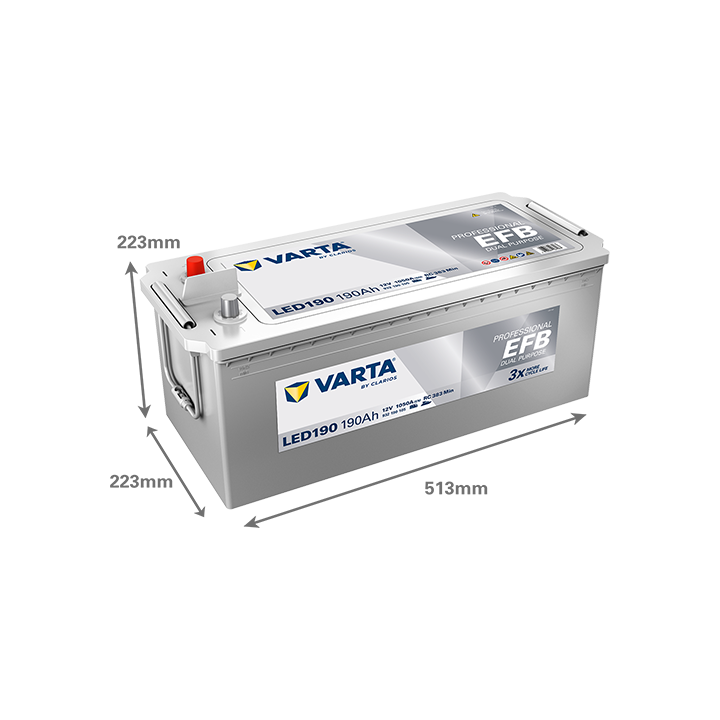Bateria náutica Varta LED190 12V 190Ah 1050A · Málaga