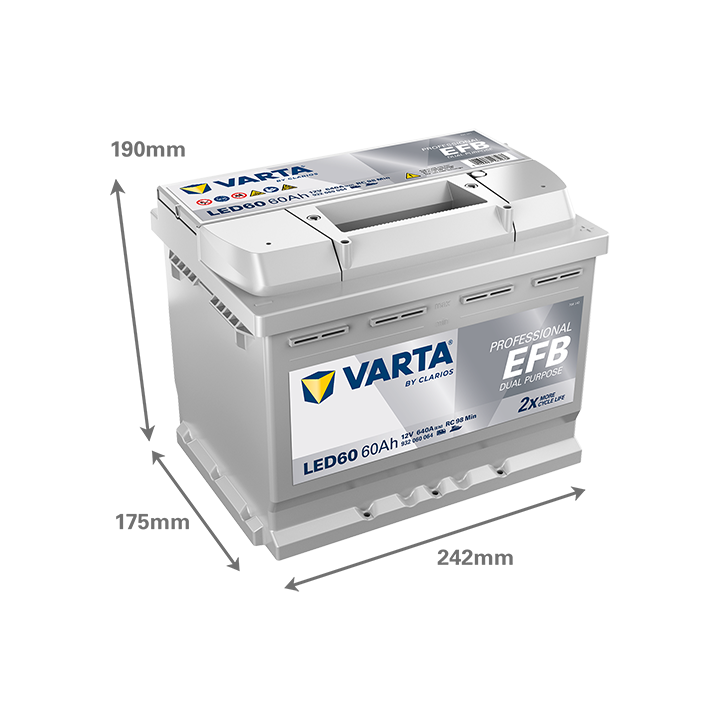 Batteria nautica Varta LED60 12V 60Ah 640A · Málaga
