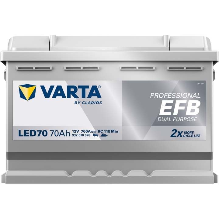 Batería náutica Varta LED70 12V 70Ah 760A · Málaga
