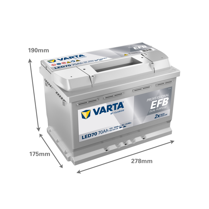 Bootsbatterie Varta LED70 12V 70Ah 760A · Málaga