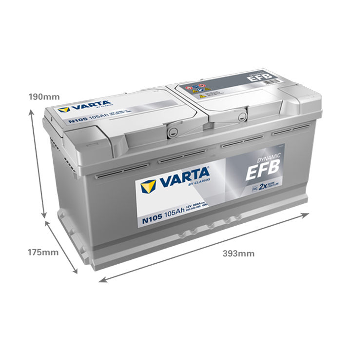 Start-Stop battery Varta N105 12V 105Ah 950A · Málaga