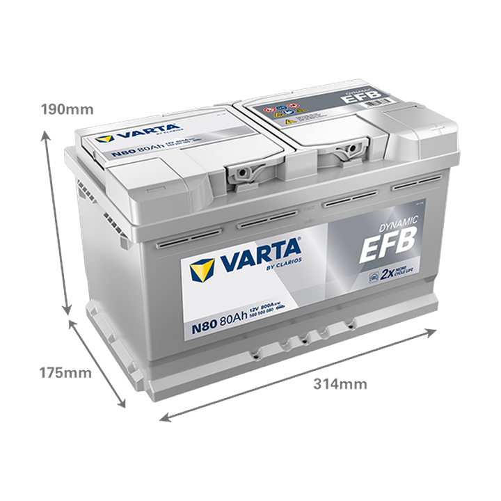 Batteria Start-Stop Varta N80 12V 80Ah 800A · Málaga