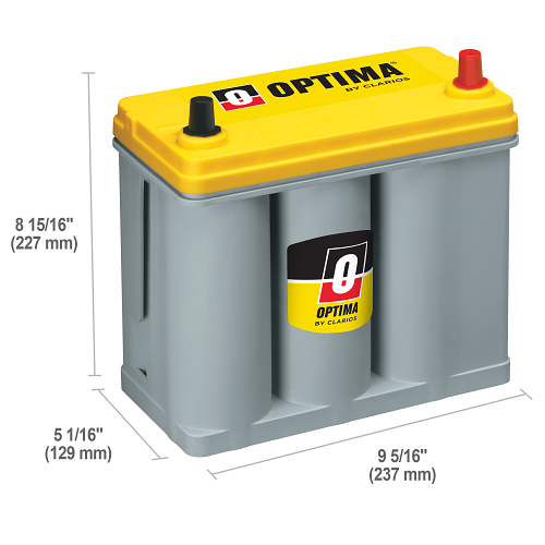 Dimensões da bateria OPTIMA YTR-2.7J