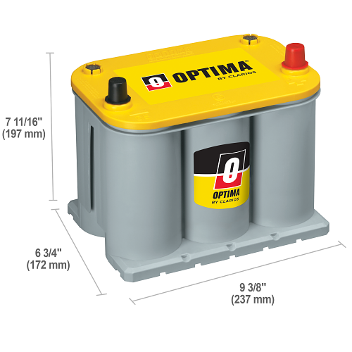 Dimensions de la batterie OPTIMA YTR-3.7