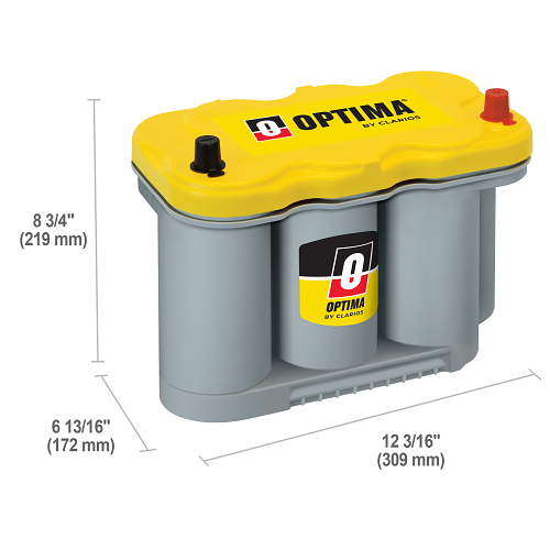 Dimensões da bateria OPTIMA YTR-5.0