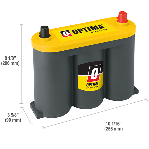 Dimensões da bateria OPTIMA YTS-2.1