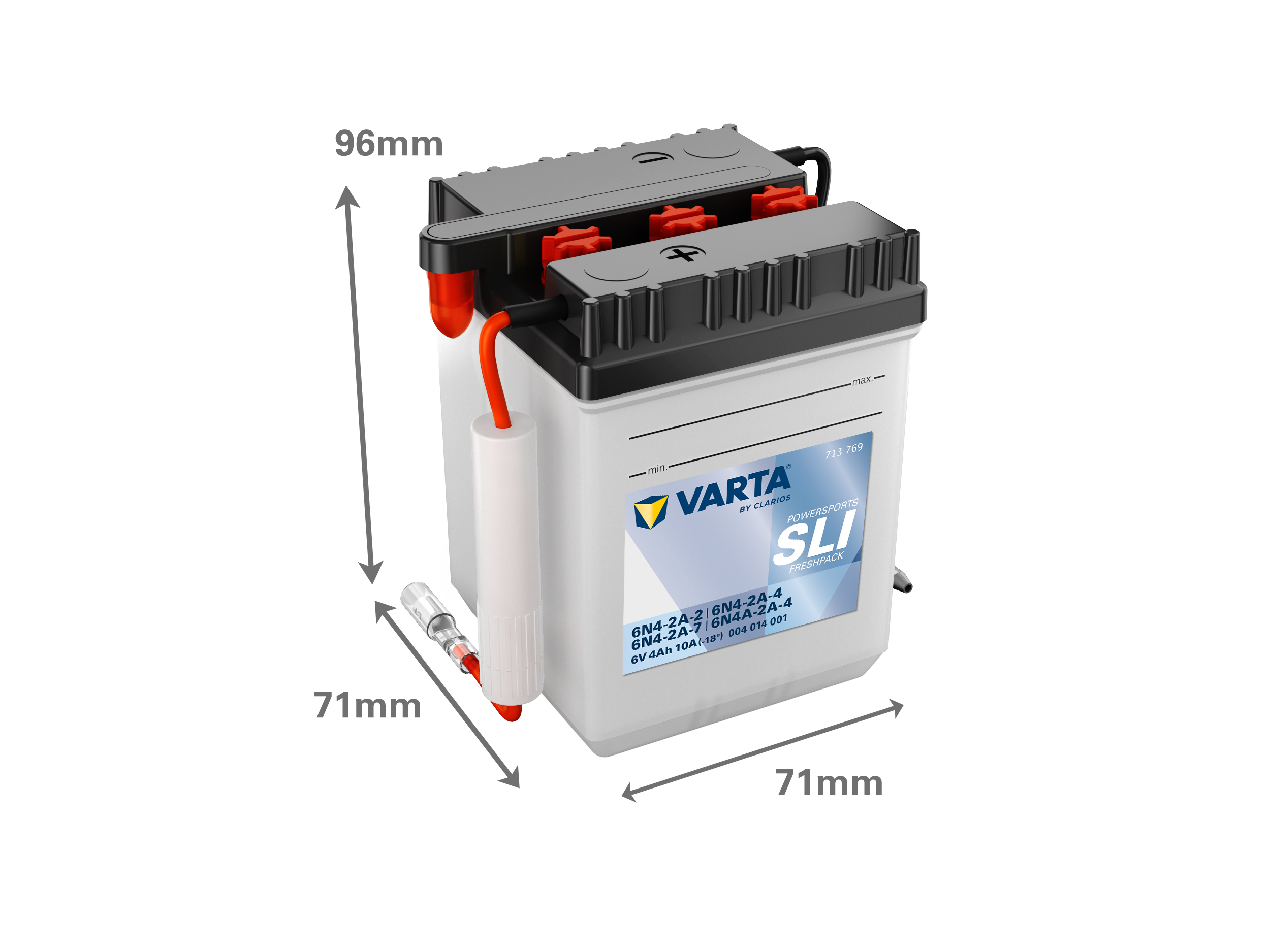 Dimensões da bateria VARTA 004014001