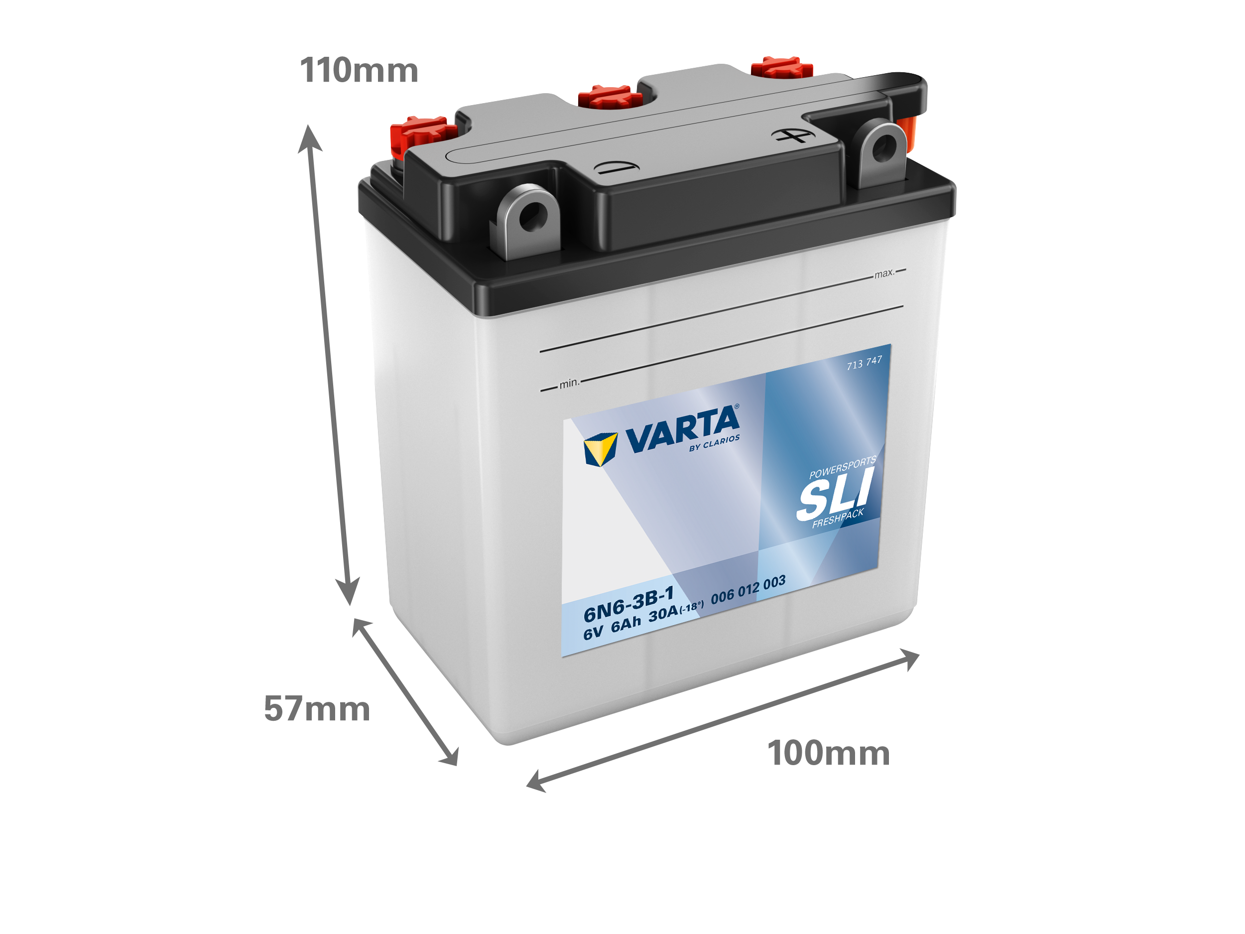 Dimensões da bateria VARTA 006012003