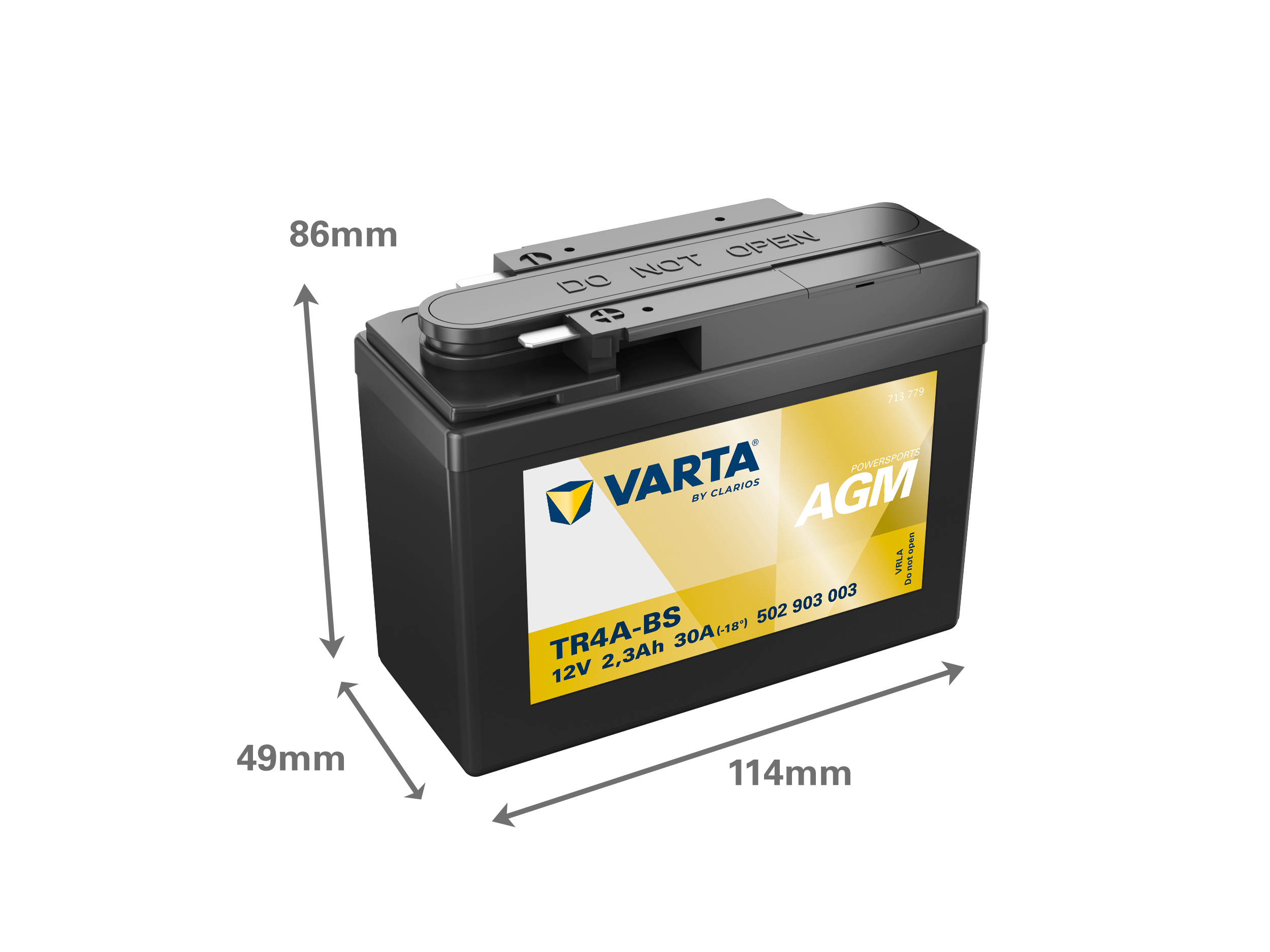 Dimensões da bateria VARTA 502903003