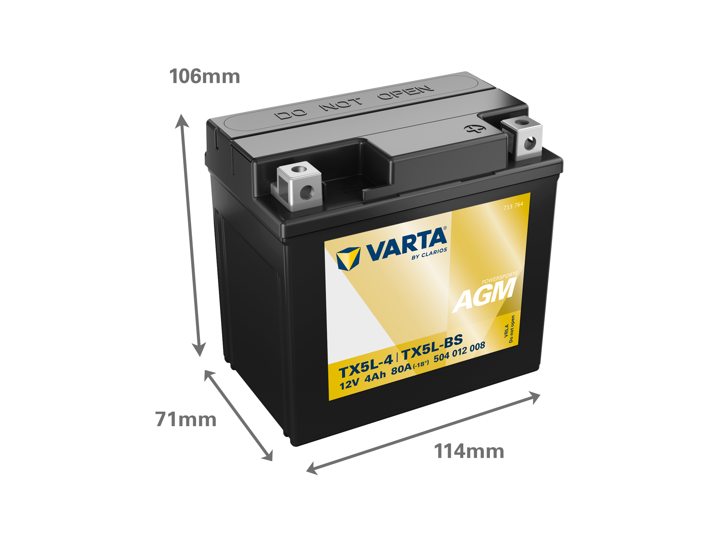 Dimensiones de la batería VARTA 504012008