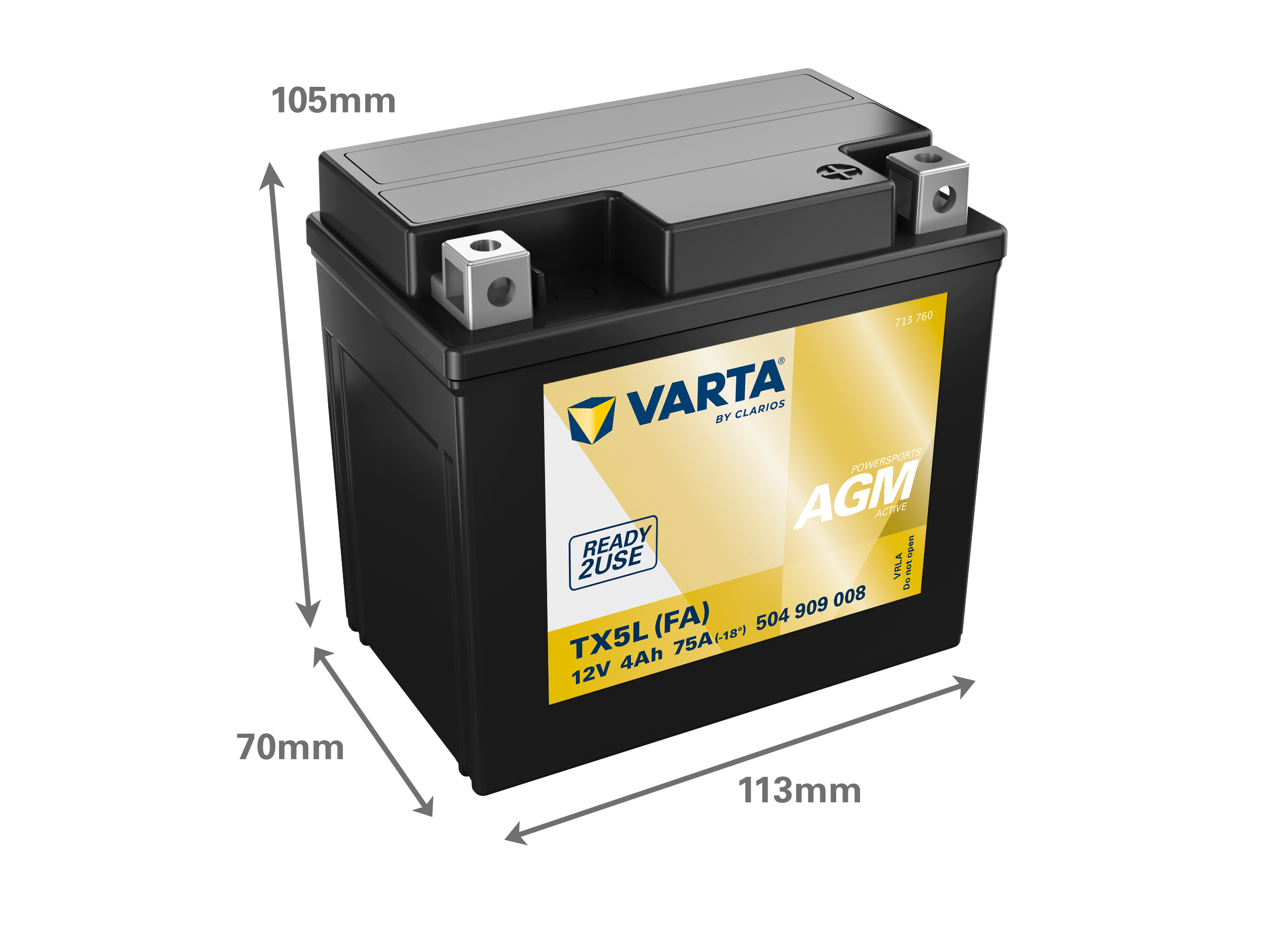 Dimensões da bateria VARTA 504909008
