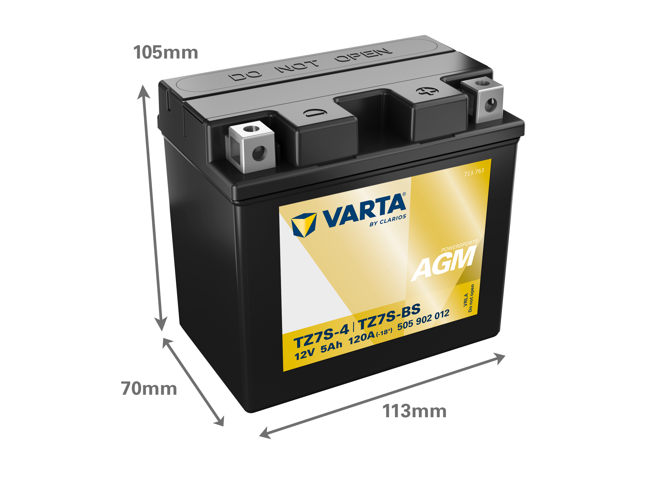 Dimensões da bateria VARTA 505902012