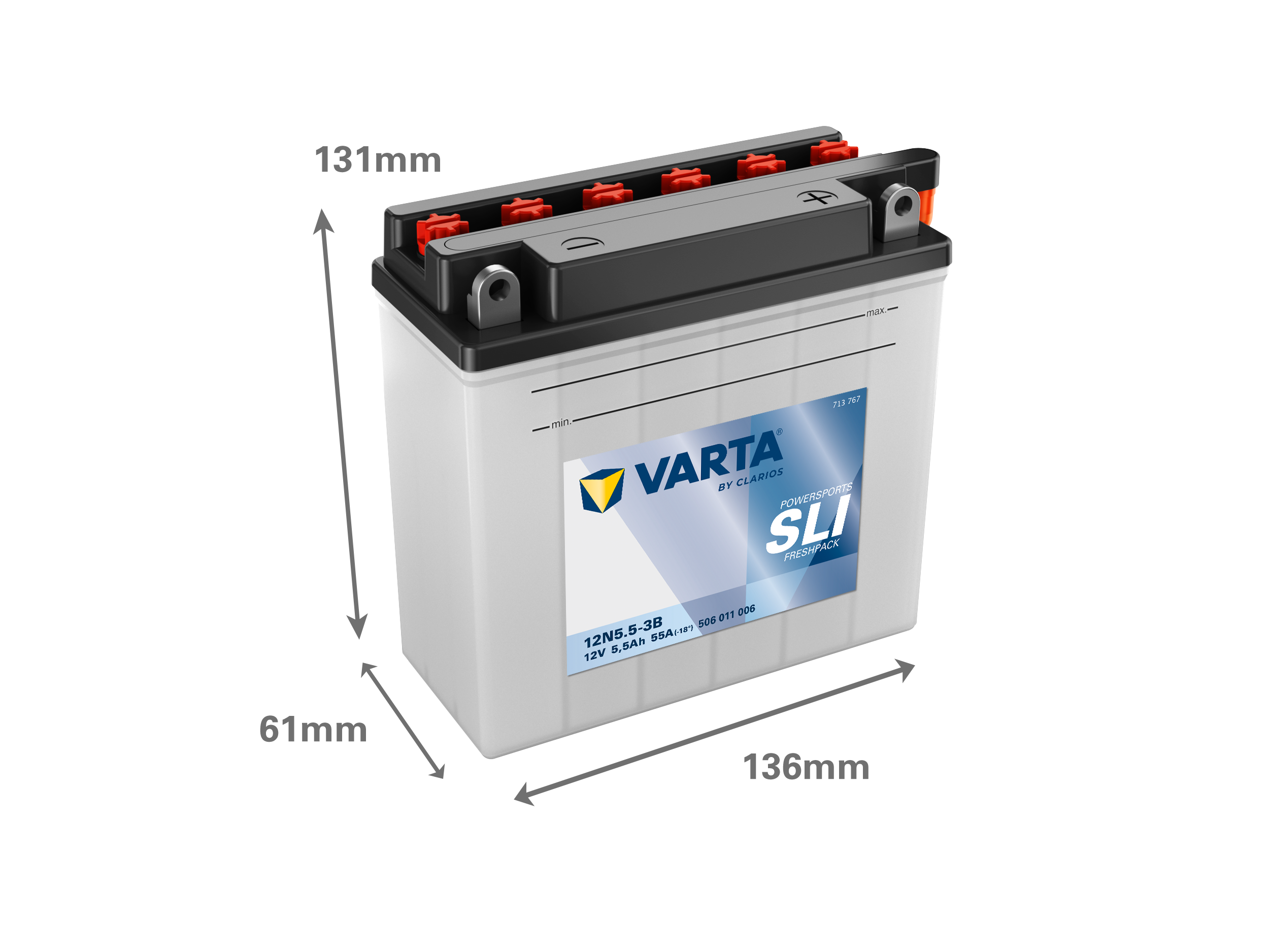 VARTA 506011006 battery dimensions