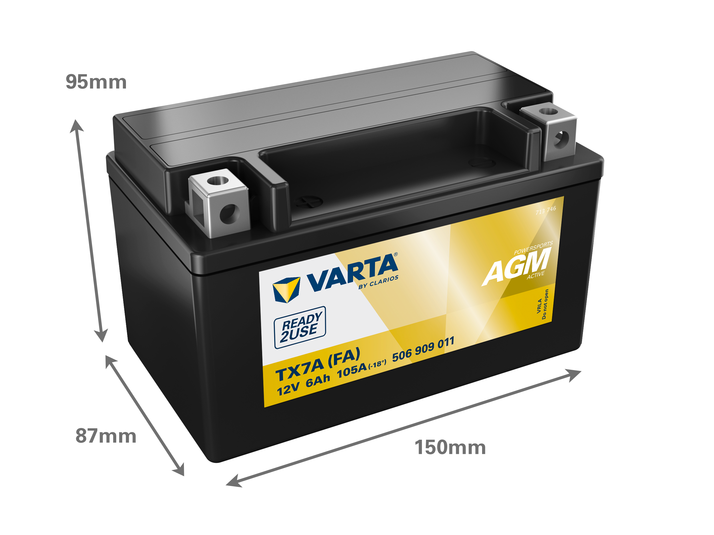 Maße der VARTA 506909011 Batterie