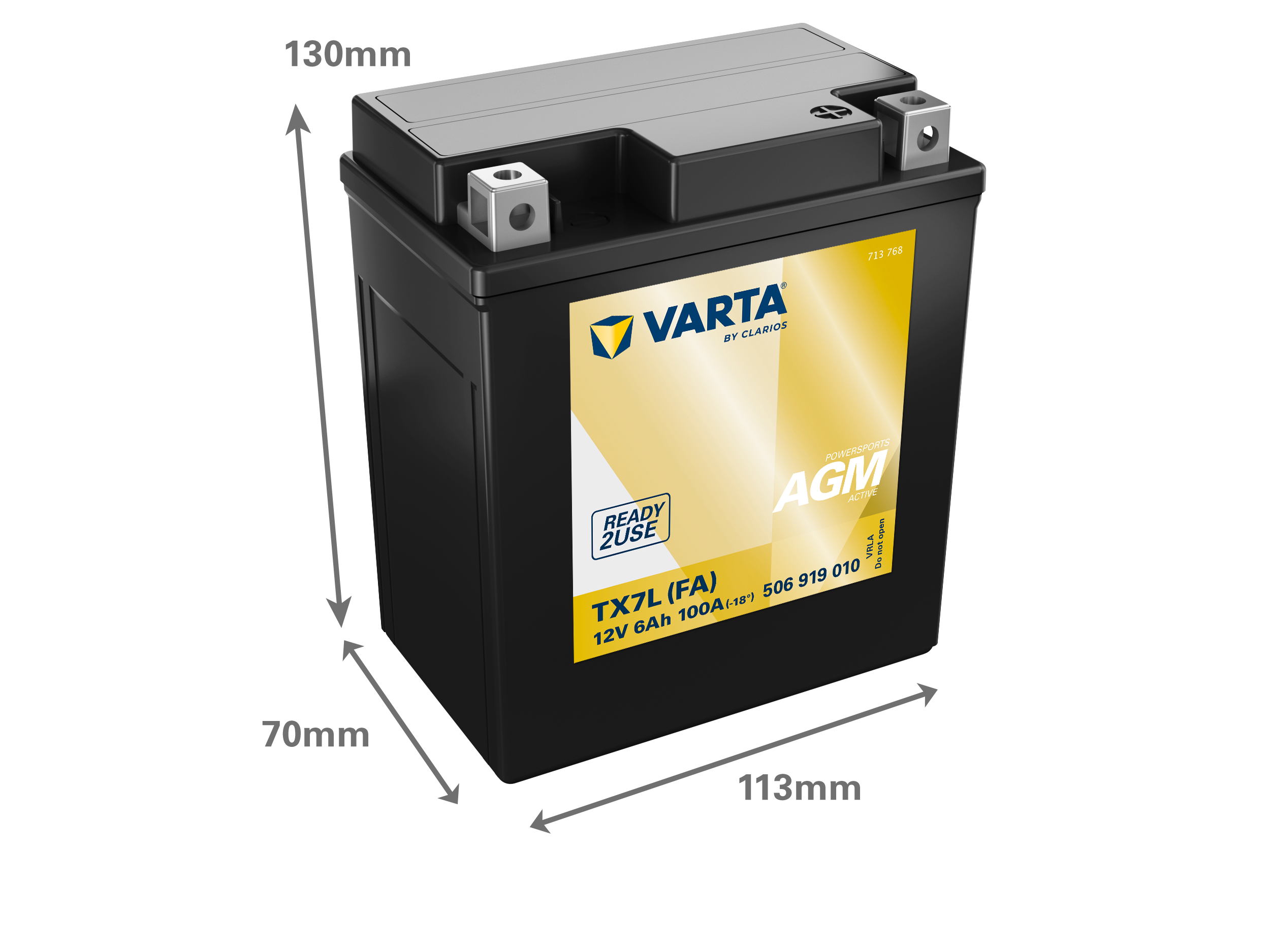 Maße der VARTA 506919010 Batterie