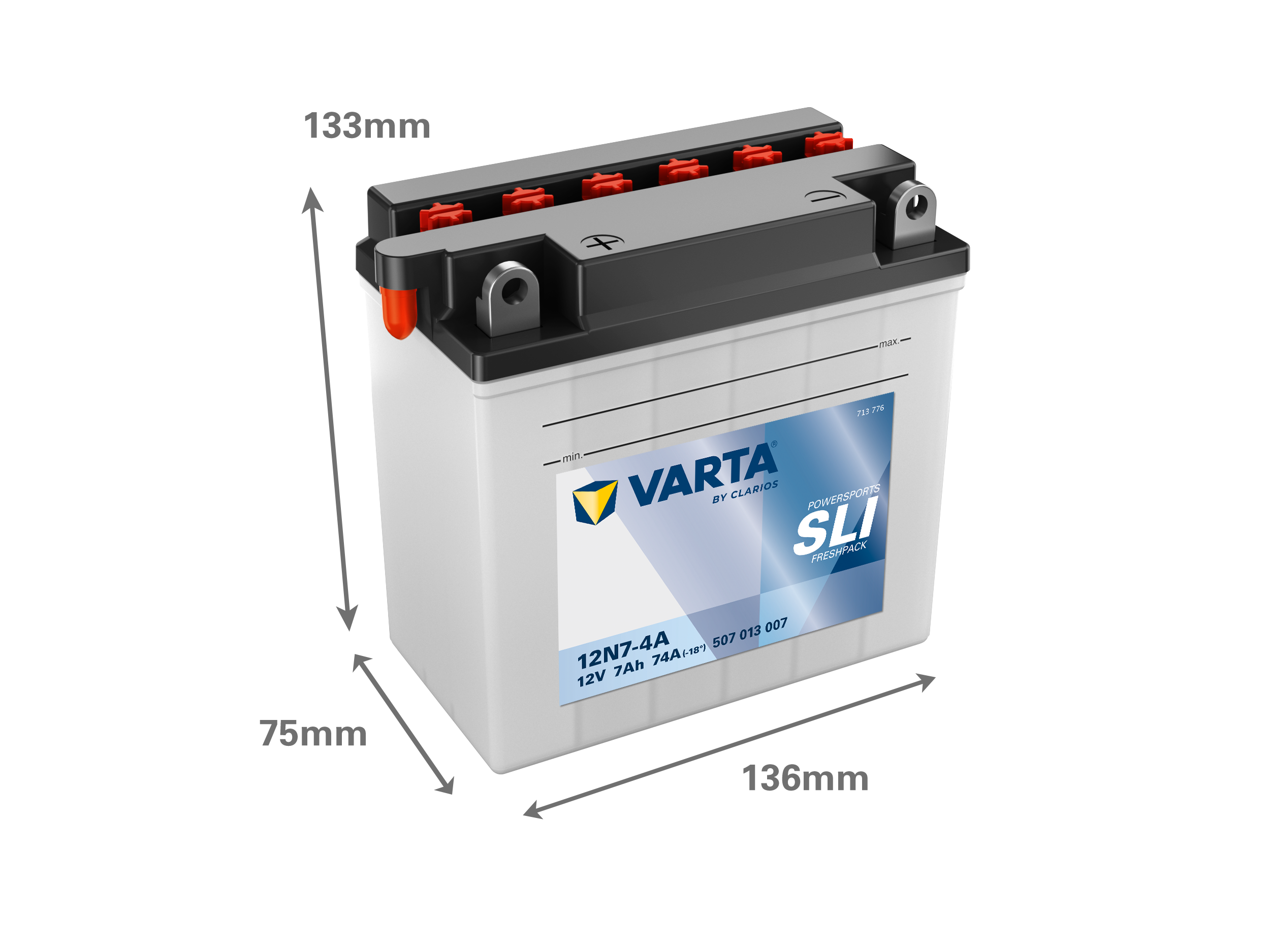 Dimensões da bateria VARTA 507013007