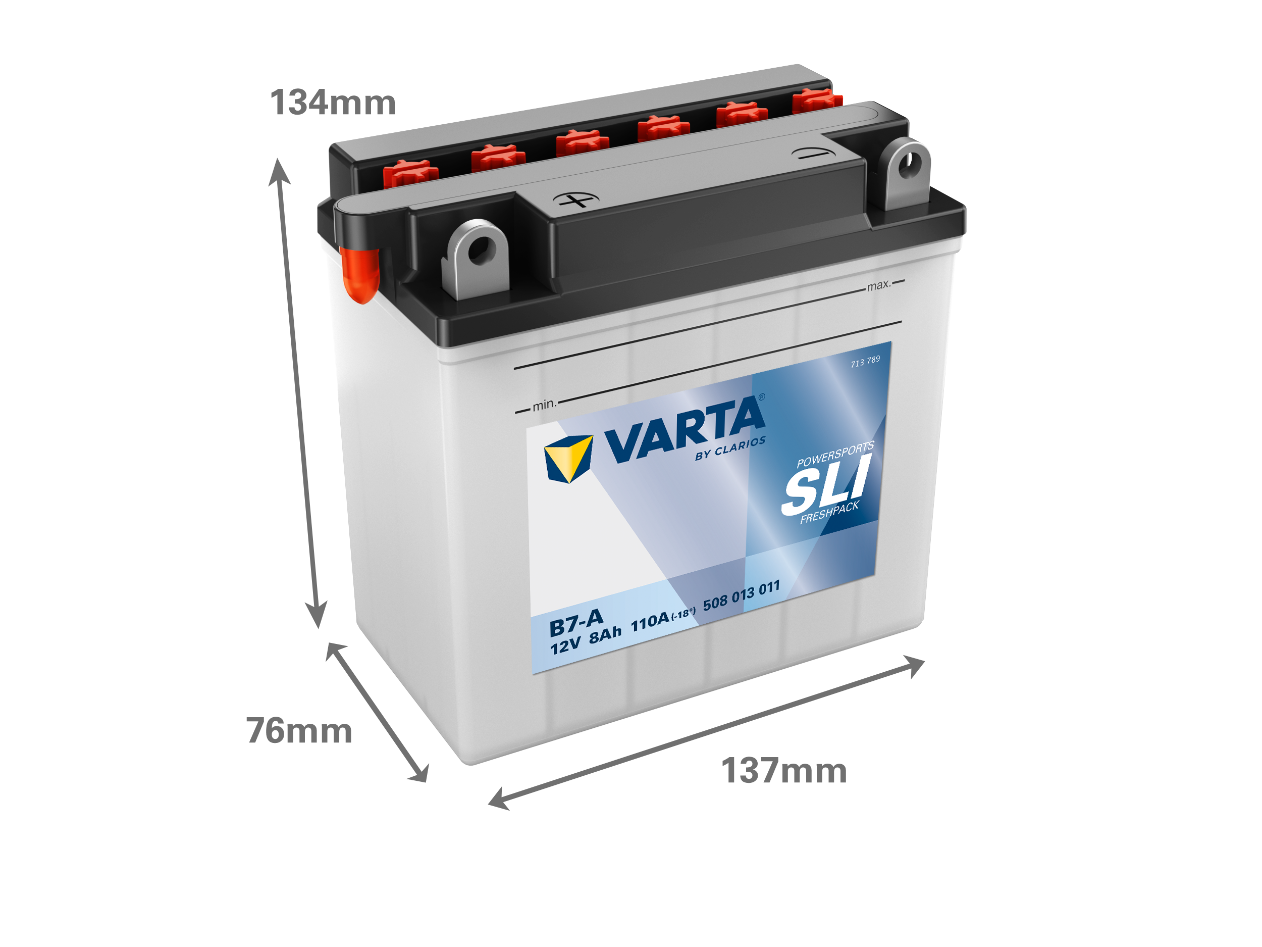 Dimensões da bateria VARTA 508013011