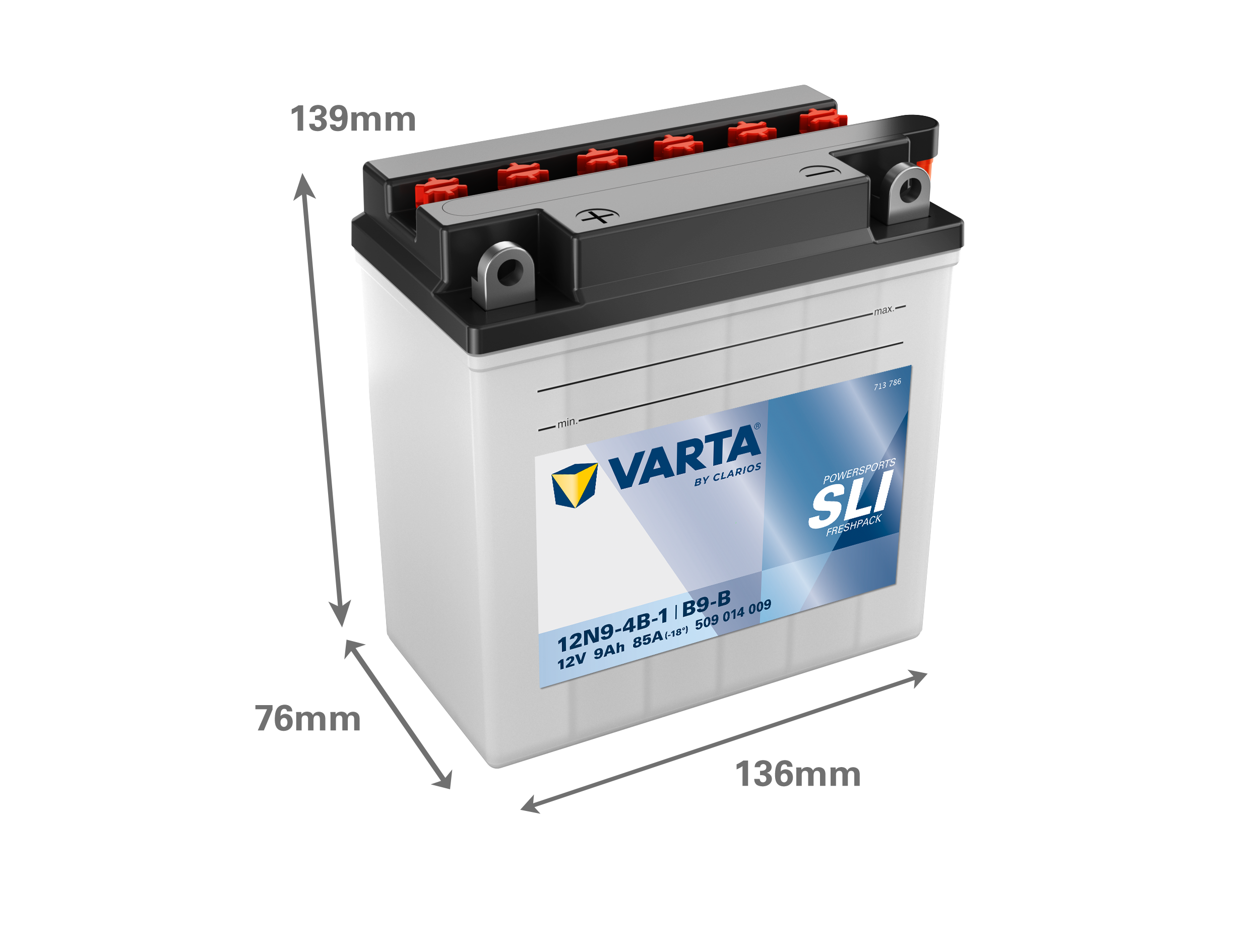 Dimensões da bateria VARTA 509014009