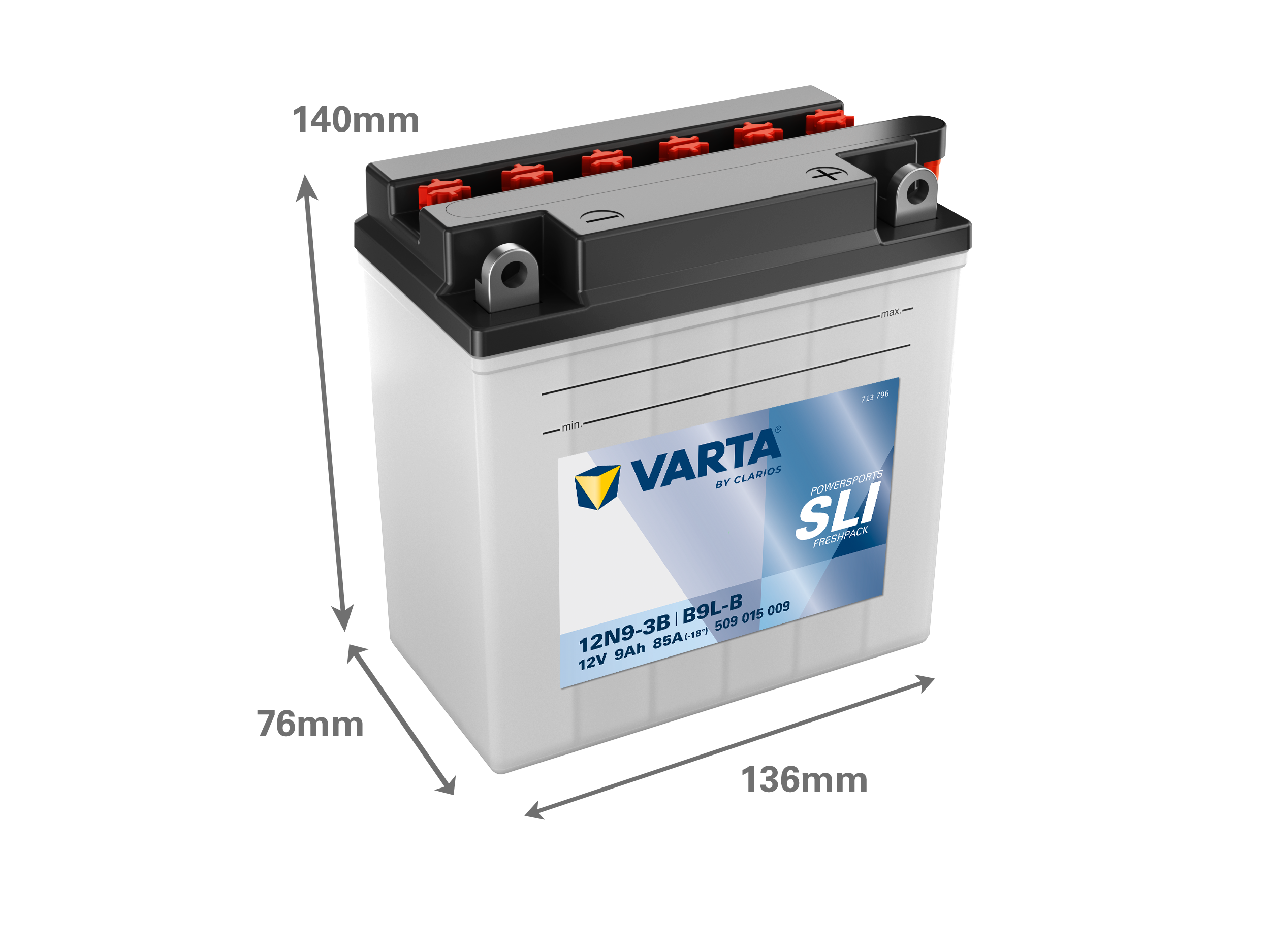 Dimensões da bateria VARTA 509015009