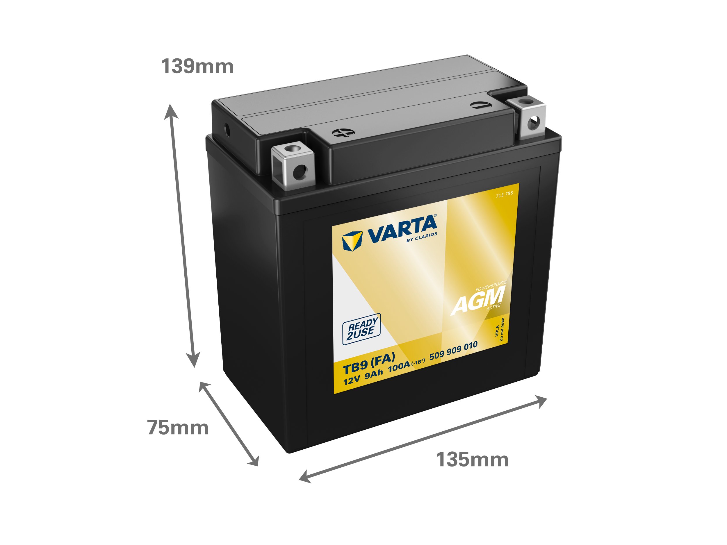 Maße der VARTA 509909010 Batterie