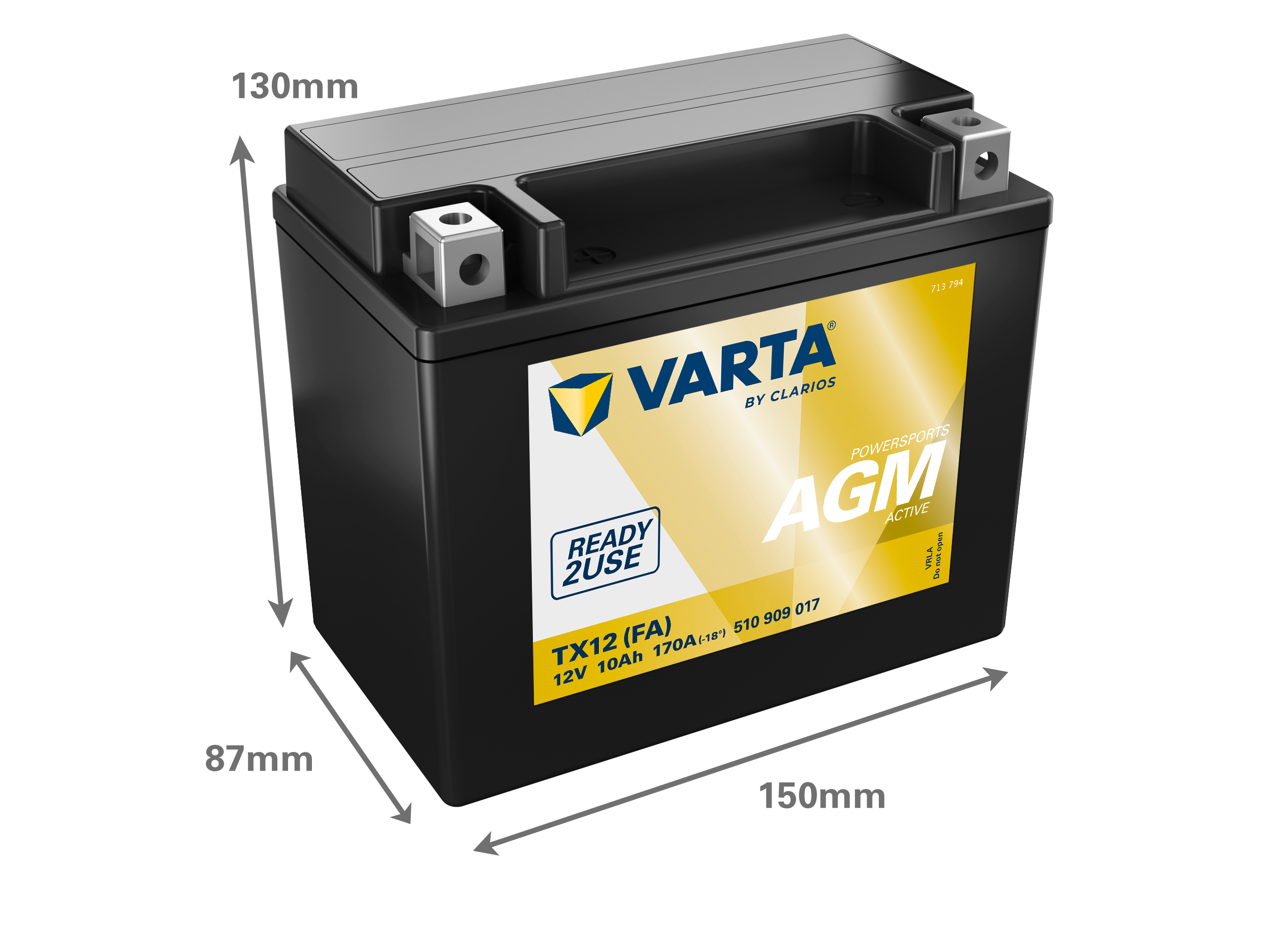 Dimensões da bateria VARTA 510909017
