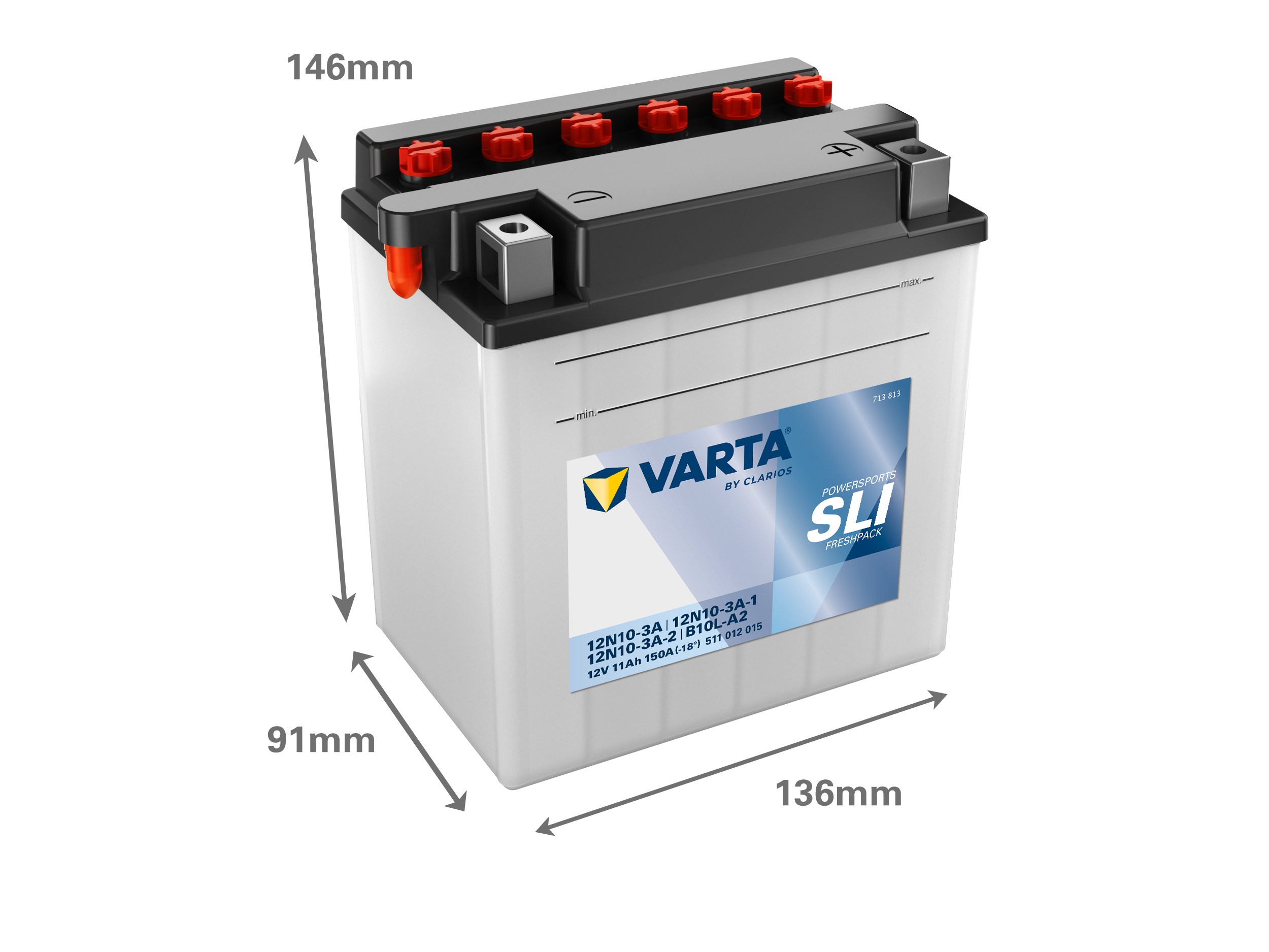 Dimensões da bateria VARTA 511012015
