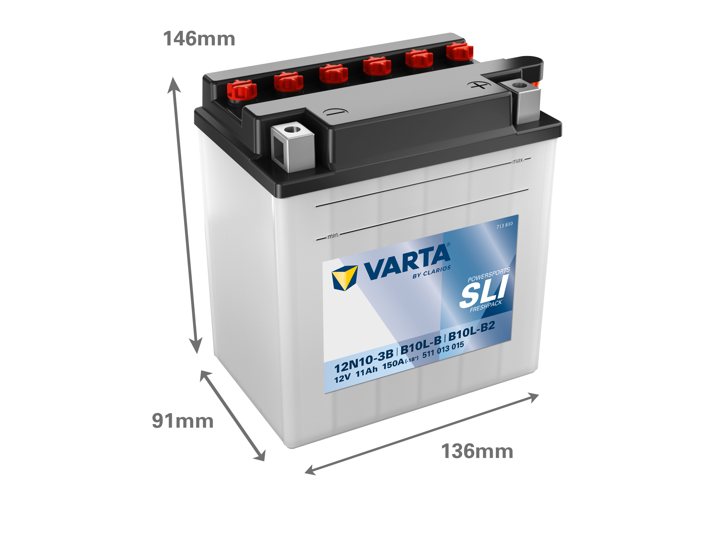 Dimensions de la batterie VARTA 511013015