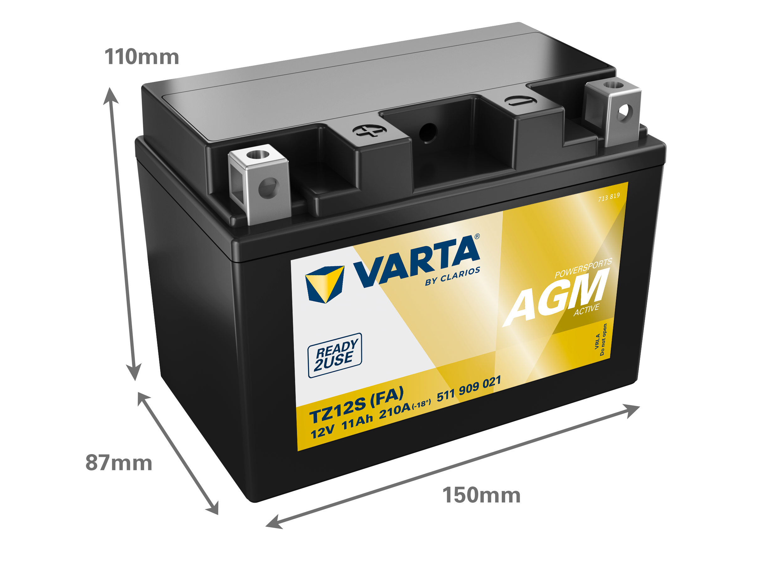 Dimensões da bateria VARTA 511909021