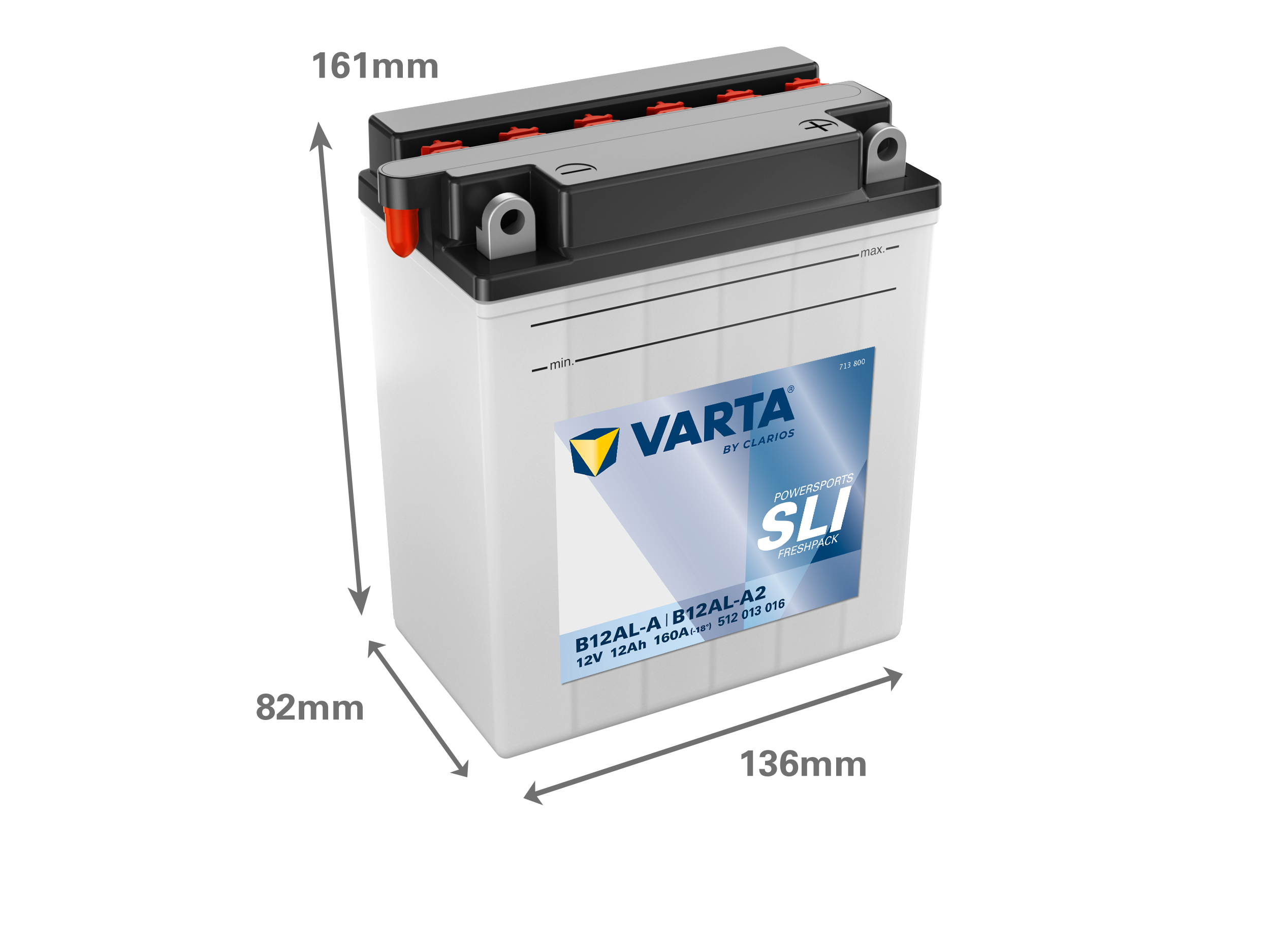 Dimensions de la batterie VARTA 512013016