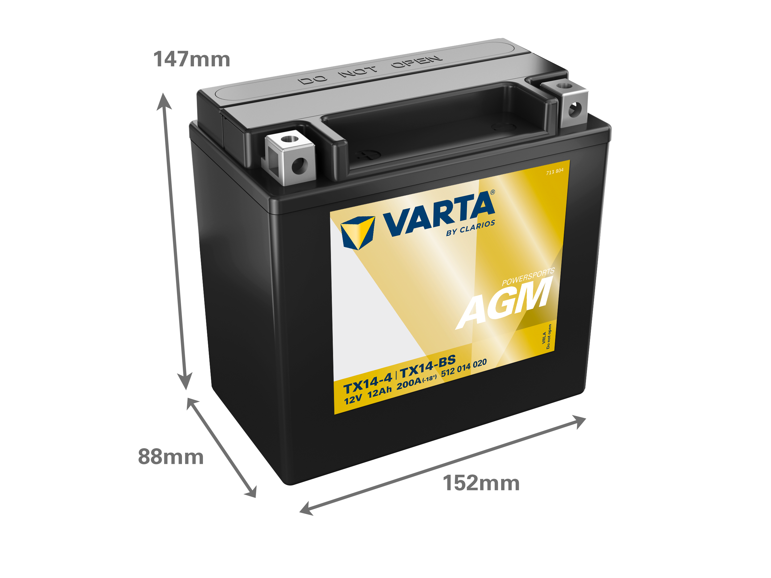Dimensões da bateria VARTA 512014020