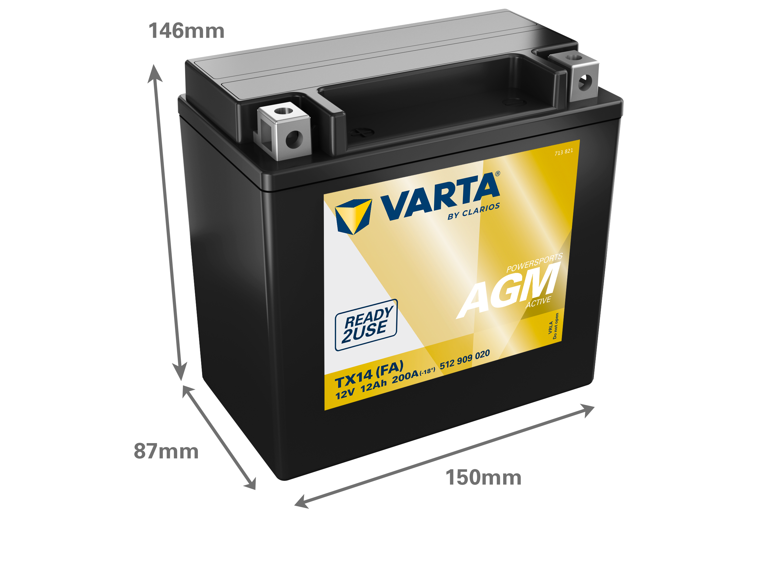 Dimensões da bateria VARTA 512909020
