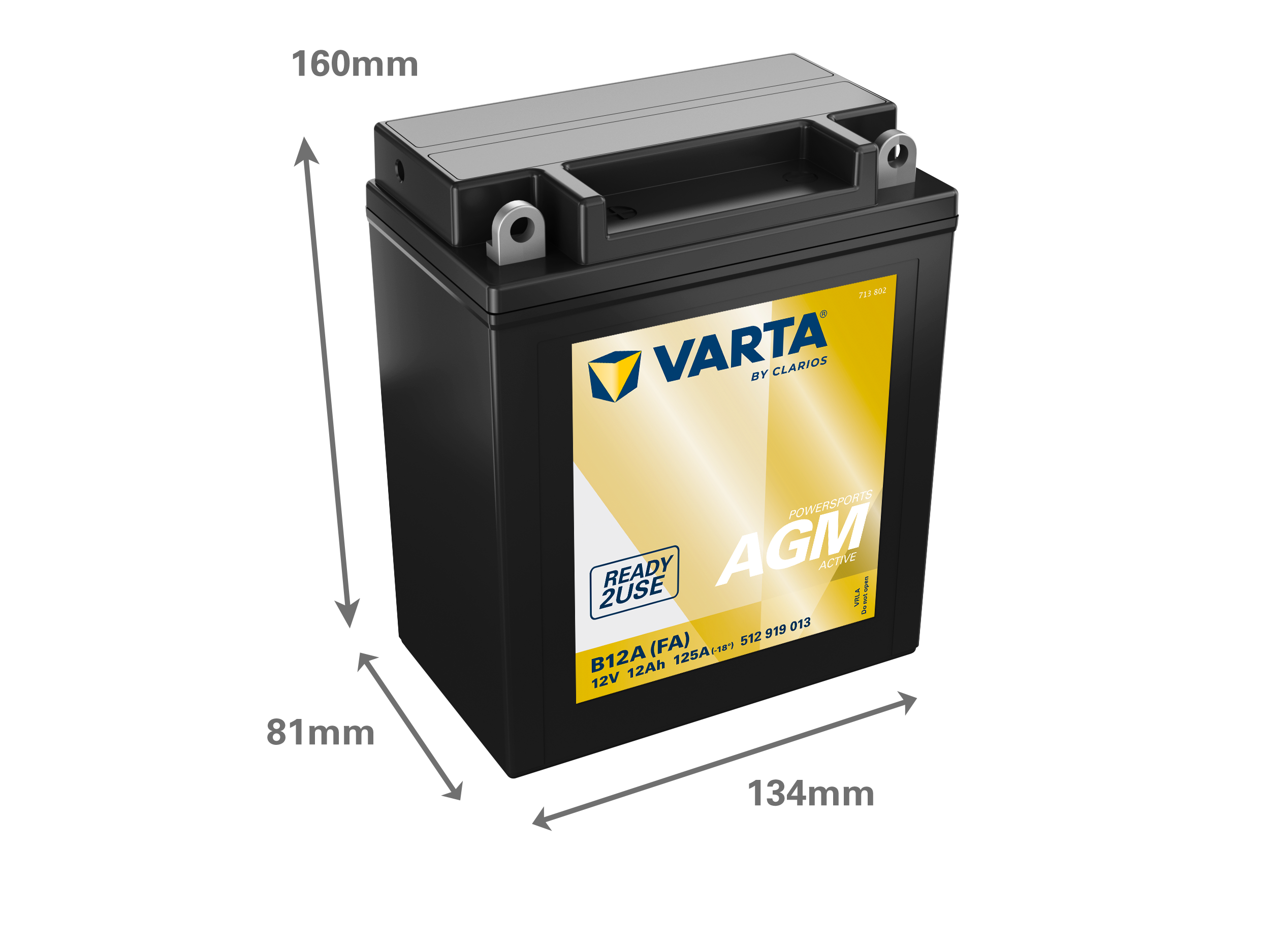 Dimensões da bateria VARTA 512919013
