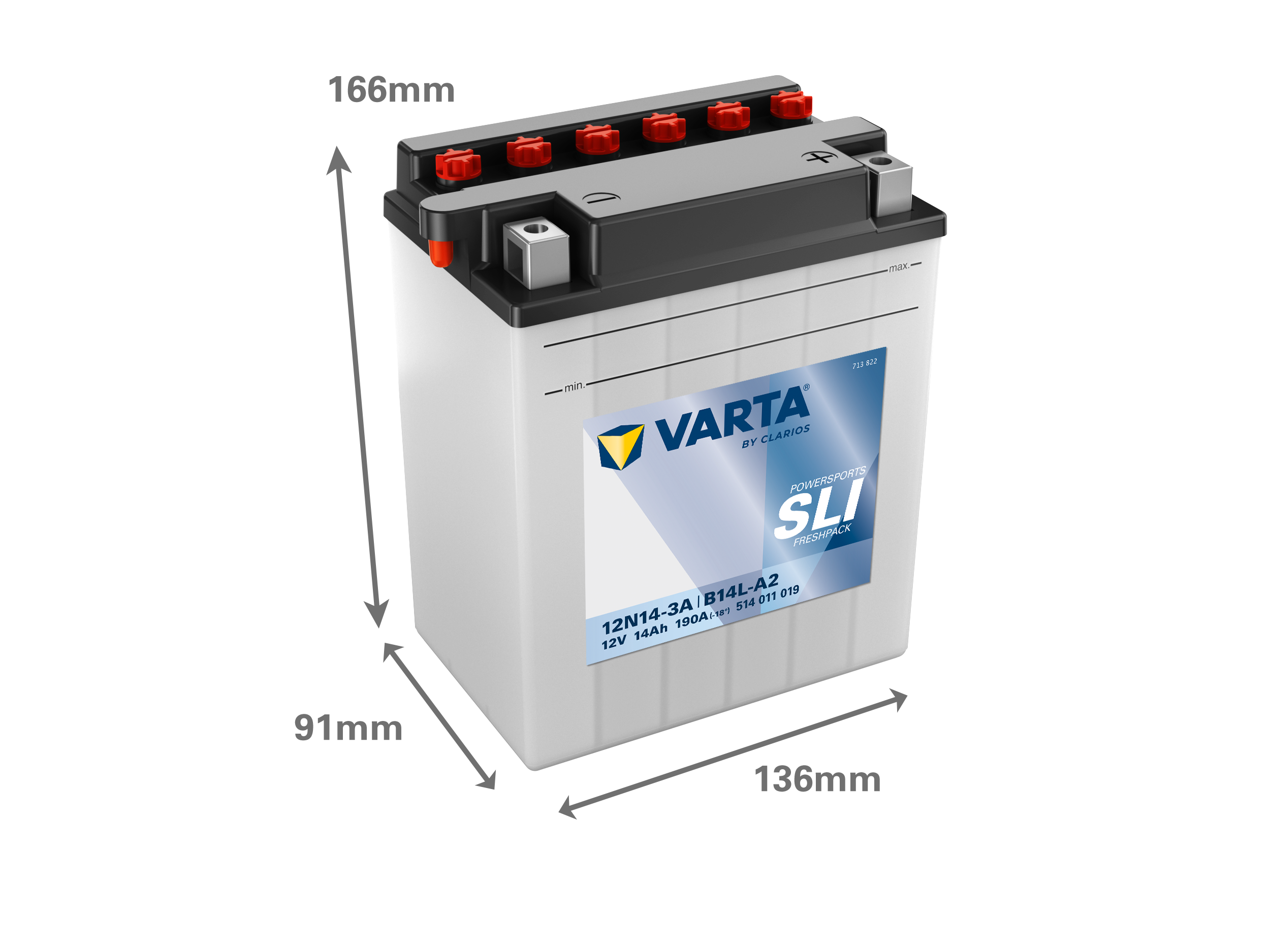 Dimensioni della batteria VARTA 514011019