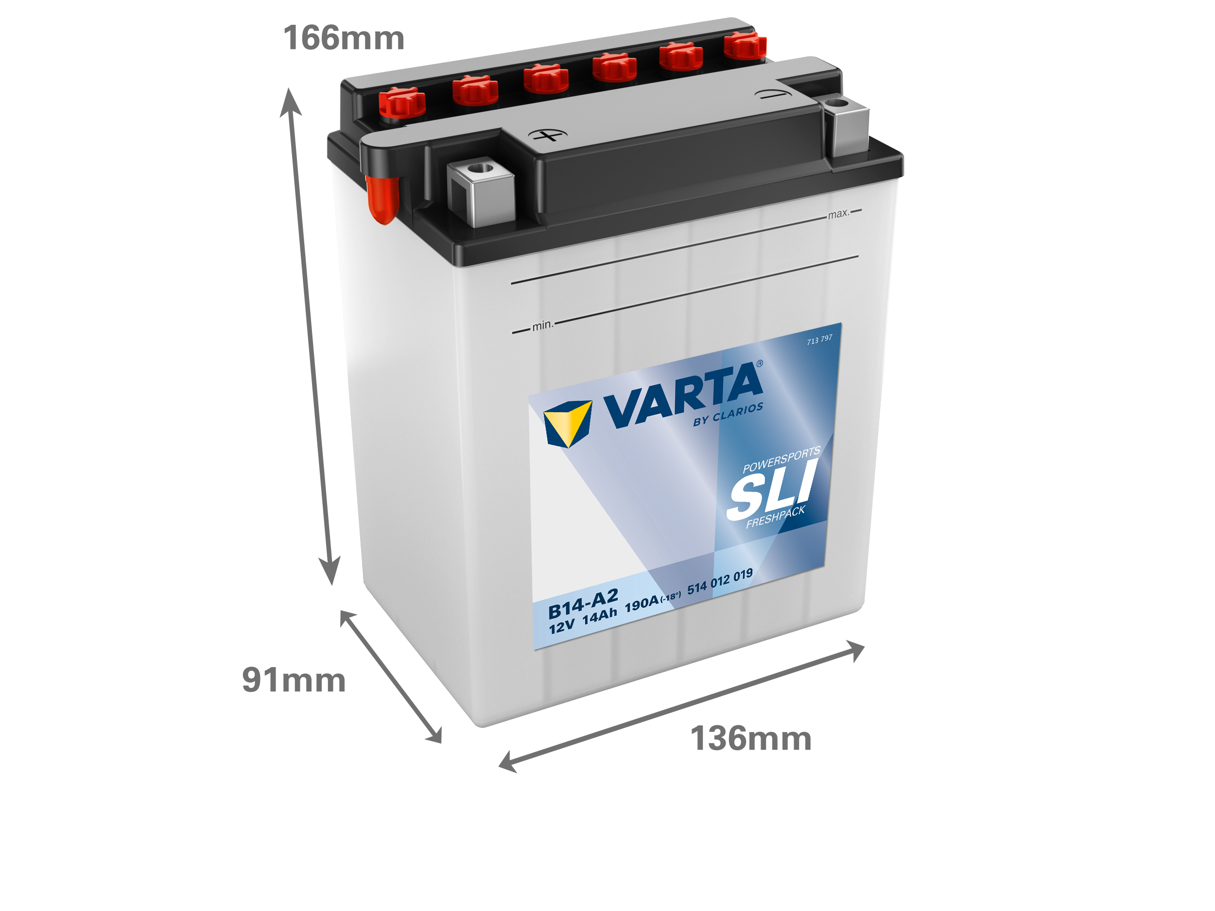 Maße der VARTA 514012019 Batterie