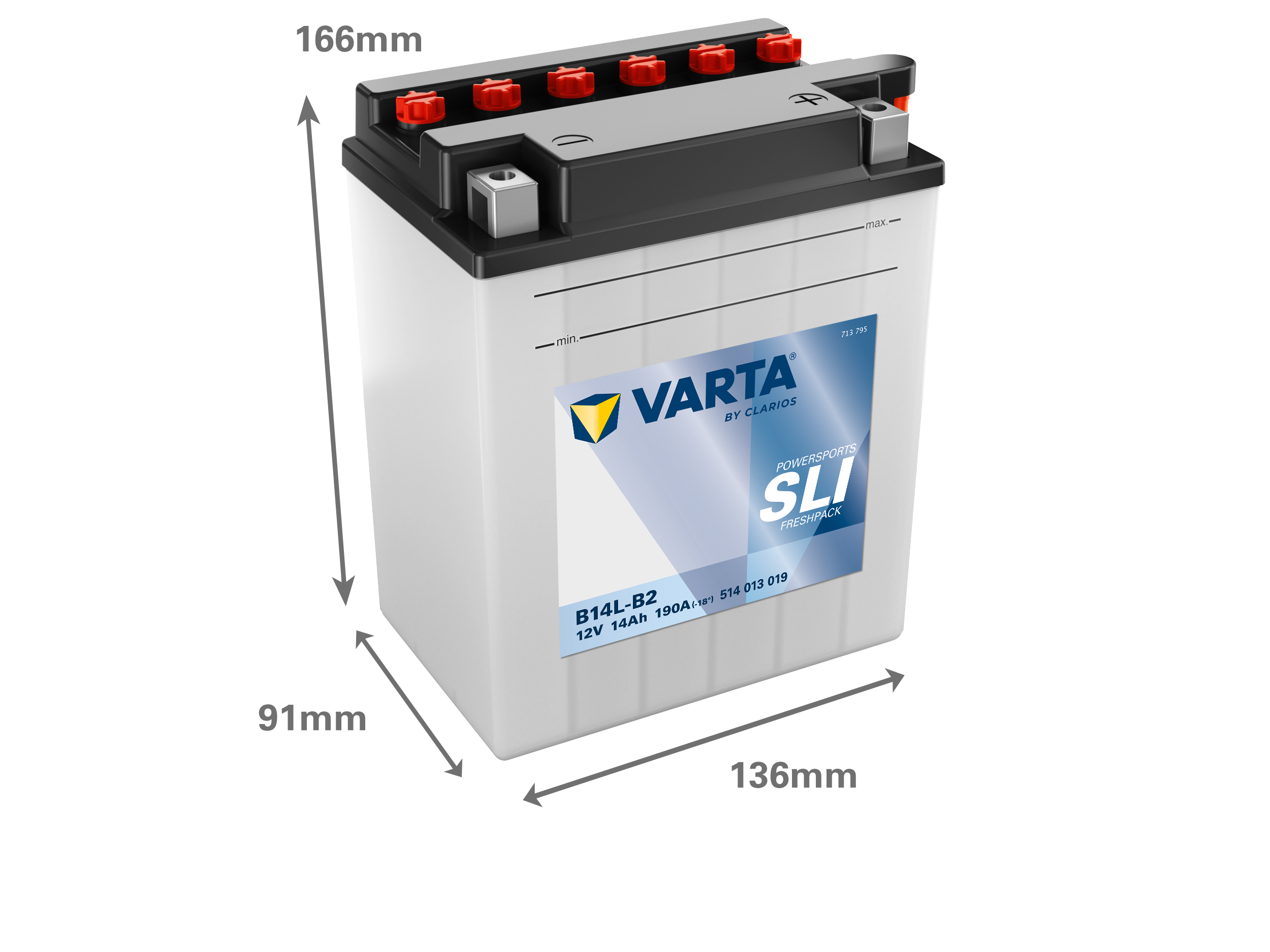 Dimensions de la batterie VARTA 514013019