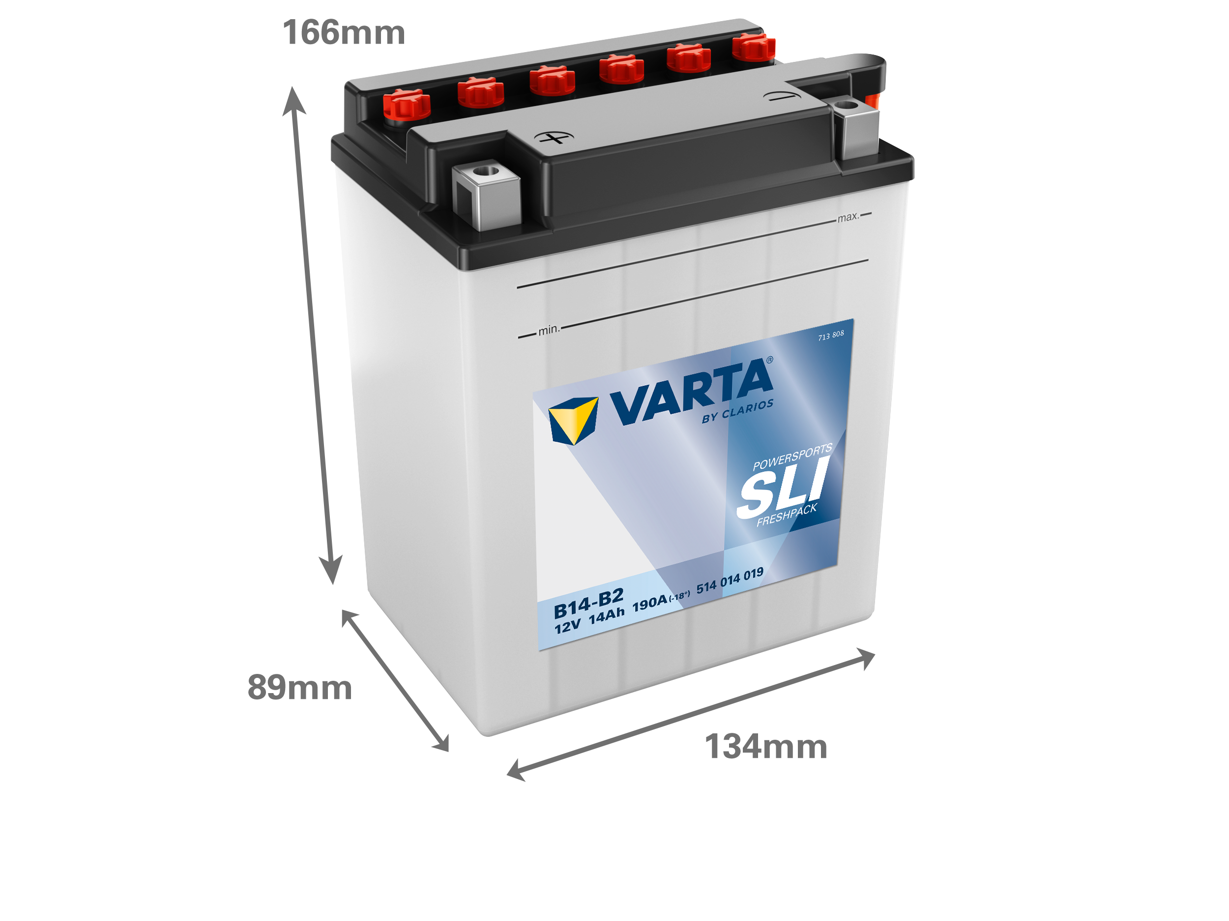 Maße der VARTA 514014019 Batterie
