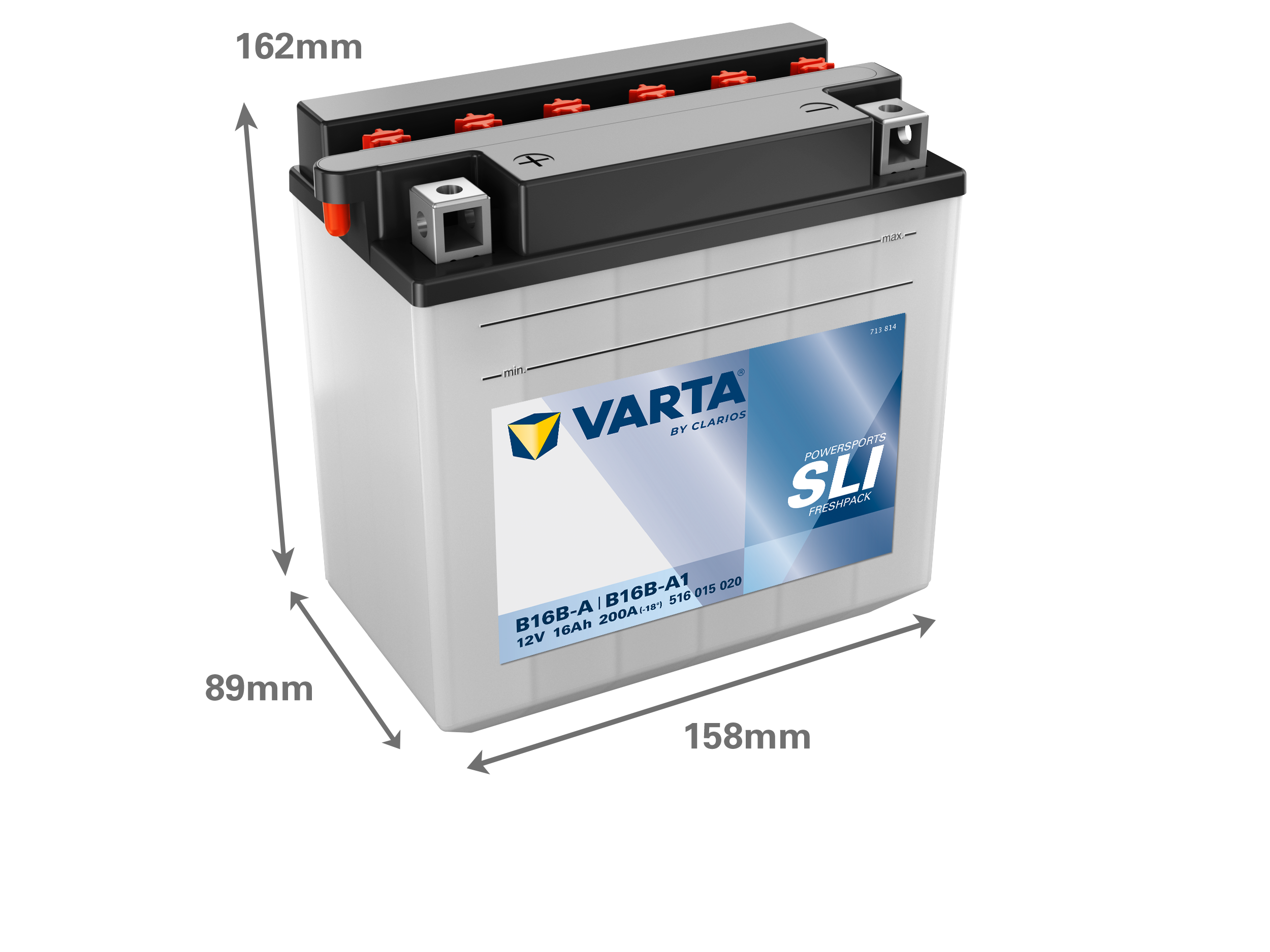 Dimensões da bateria VARTA 516015020