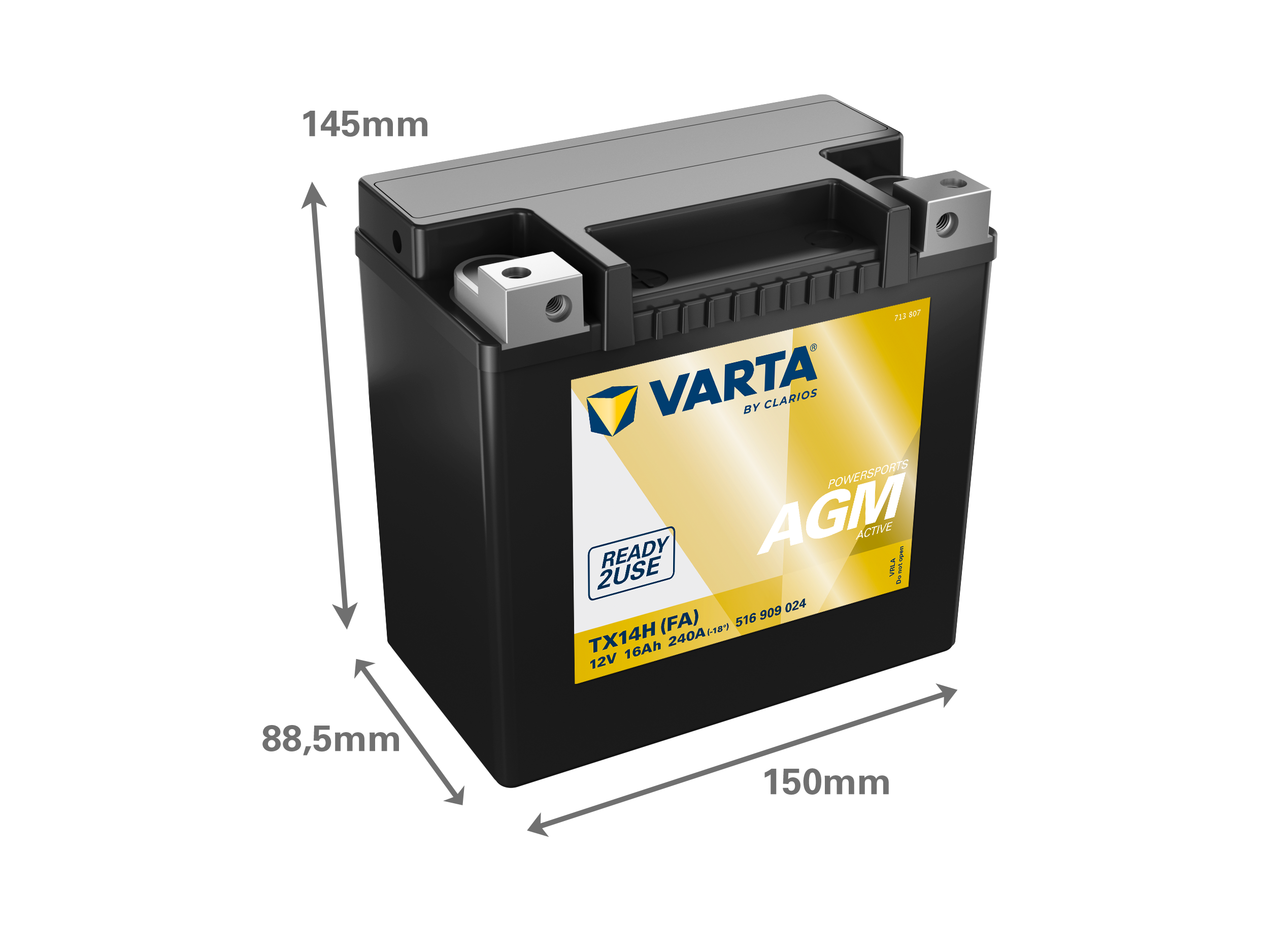 Dimensões da bateria VARTA 516909024